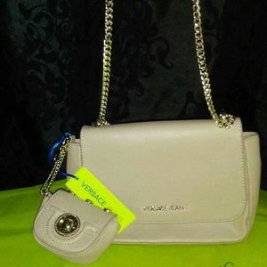 Versace baige crossbody & matching coin purse